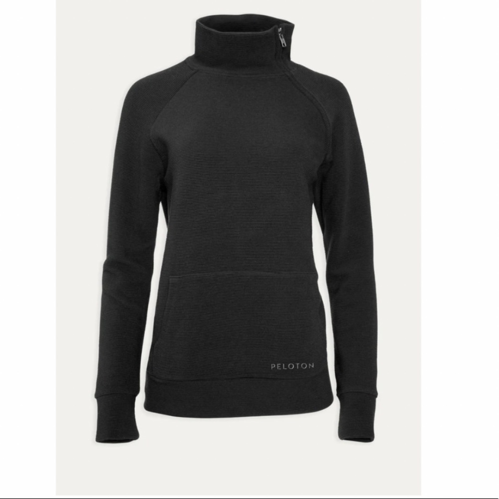 Peloton NEW Ribbed Side Zip Sweatshirt Black